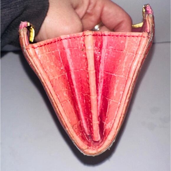 Miu Miu Pink Croc Embossed Leather Zip Around Wallet Authentic - Picture 13 of 13